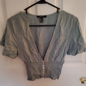 Forever21 deep V smocked shirt size M